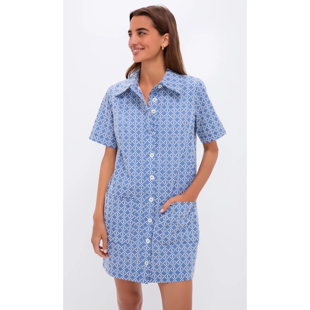 Tuckernuck x Pomander Place Denim Embroidered Lacie Dress Blue White XL NWT